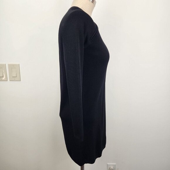 Banana Republic Factory Sweater Dress Womens S Black Shift Long Raglan Sleeve - Picture 3 of 11